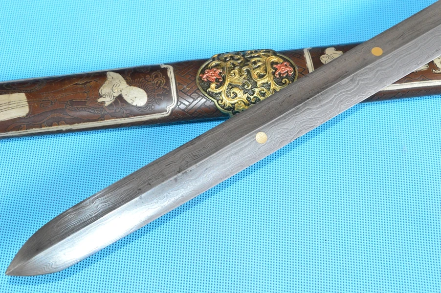 Винтажный меч для Кунг Фу самурайский нож Катана заточенный Дамасская сталь