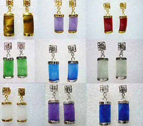 

9sets Multicolor Jades Gem stone Earring AAA