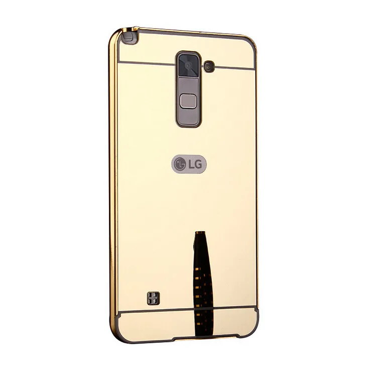 Роскошный Гибридный чехол с зеркальным эффектом для LG K7 K 7 жесткий Золотой