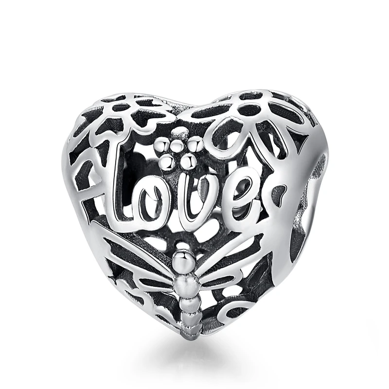 11 Подлинное Стерлинговое Серебро 925 пробы с надписью Love Звездное Красное сердце с надписью Love ажурный снег прозрачный CZ эмаль подходят бусы Пандора браслет - Окраска металла: 11