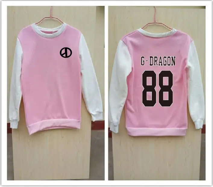 2017 Bigbang g-dragon album one of a kind black white sweatshirt for autumn spring kpop vip's plus size o neck pullover hoodies | Женская