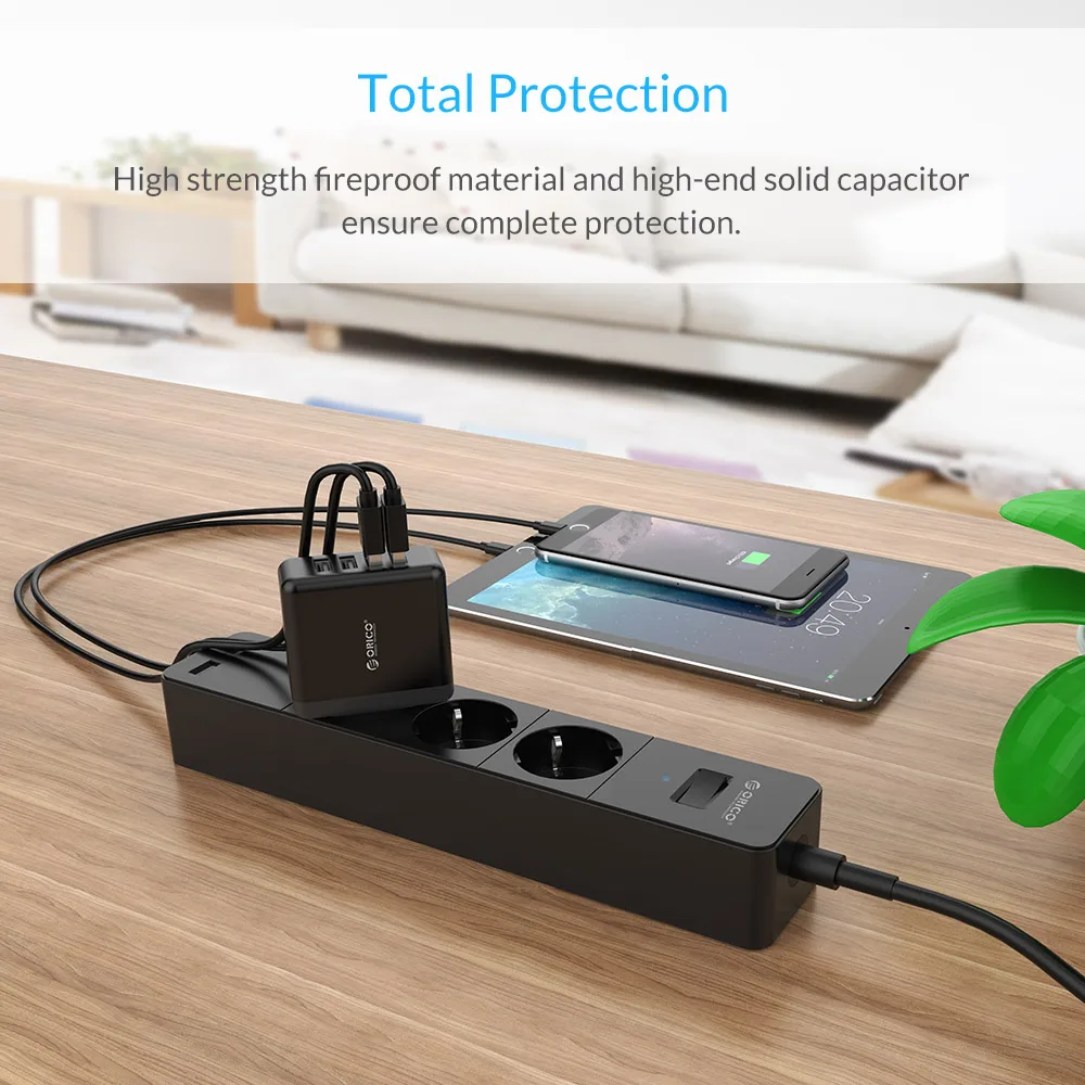 Дорожное зарядное устройство ORICO с 4 USB портами 5 В 2 А 20 Вт макс. быстрая зарядка