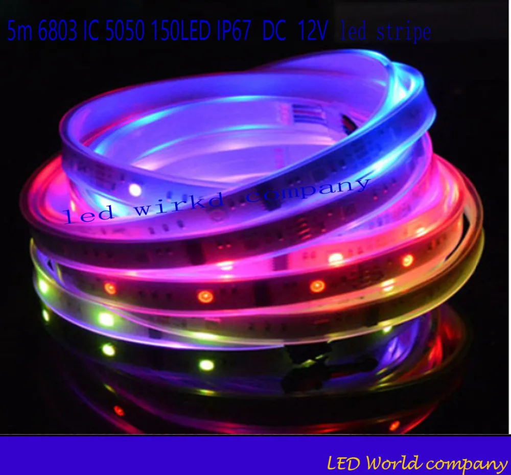 DC12V 5 М 150LED Светодиодная лента 6803 IP67 водонепроницаемая IC SMD 5050 RGB dream Волшебная