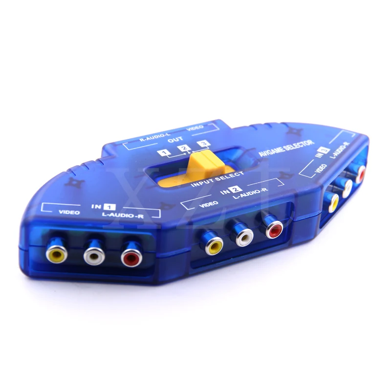 Новейший синий видеокоммутатор с 3 портами игровой коммутатор AV сигнала кабель RCA