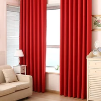 european solid thick red black blackout window treatment curtains for living room bedroom home decoration panel eyelet drapes