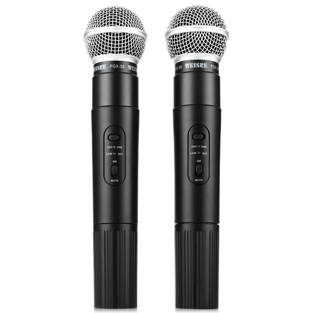 Профессиональный WEISRE PGX-58 UHF/VHF двойной беспроводной микрофон системы ручной 2 x Mic