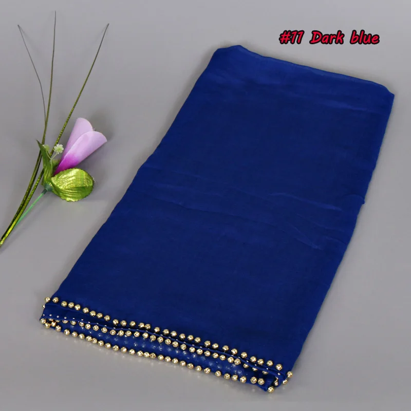 Популярные Модные простые шали с золотым жемчугом ободок из бисера глушитель