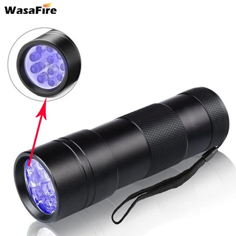 Wasafire Портативный мини LED UV светильник 395nm 12 УФ фонарик Алюминий светодиодный