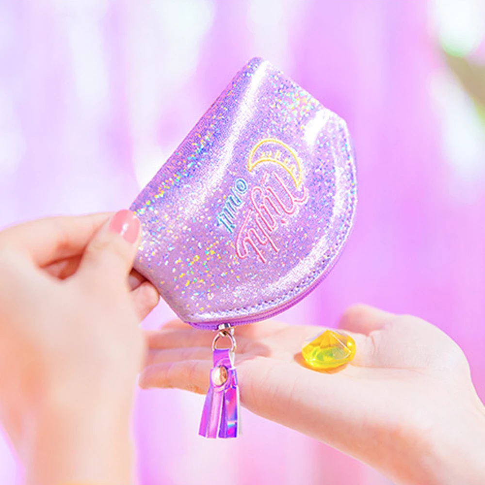 Hologram Zipper Coin Purse Embroidery Small Wallet Women Girls Tassels Mini Money Bag Earphone Key Holder Pouch Lipstick Bags | Багаж и