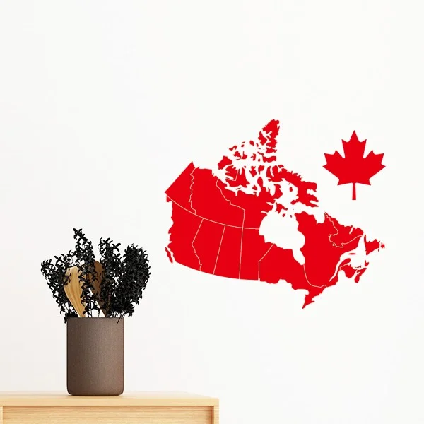 

Red Maple Leaf Symbol Canada Country Map Removable Wall Sticker Art Decals Mural DIY Wallpaper for Room Decal