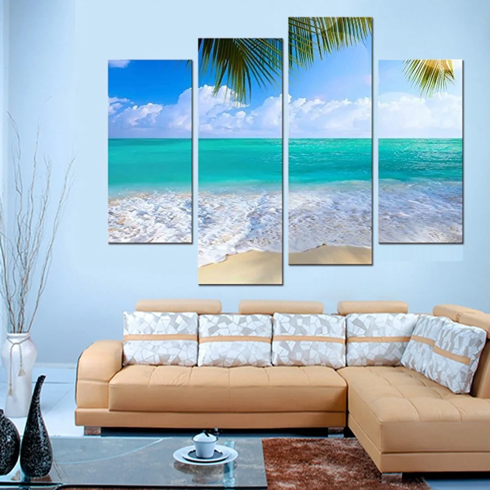 4 панели современное настенное Искусство украшение для дома картина холст