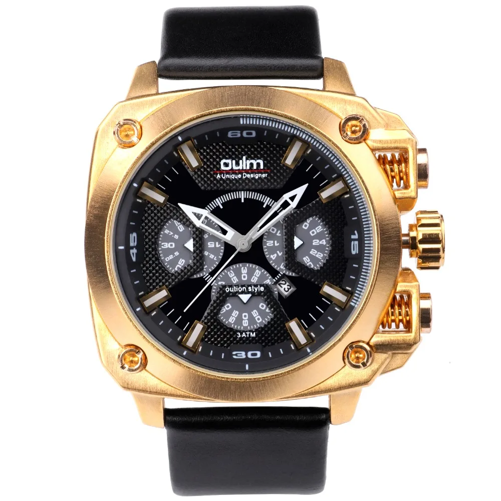 HP3705 черный чехол мужские часы спортивные Высокое качество бренд Oulm Пряжка