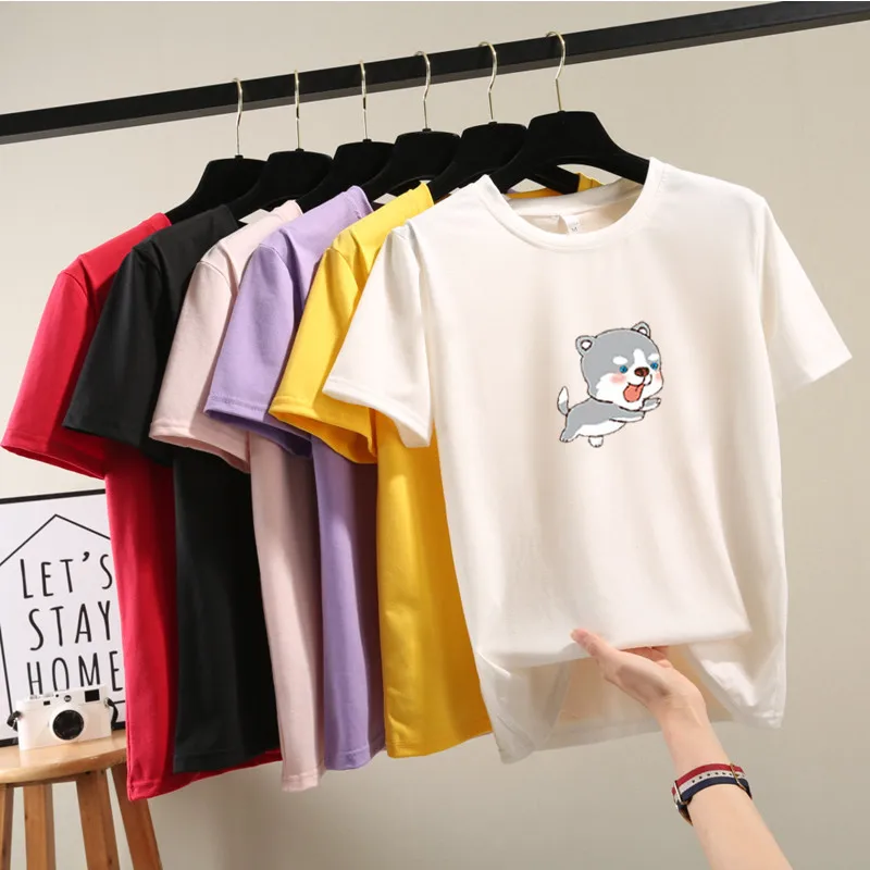 Женская футболка с коротким рукавом и круглым вырезом Harajuku Повседневная