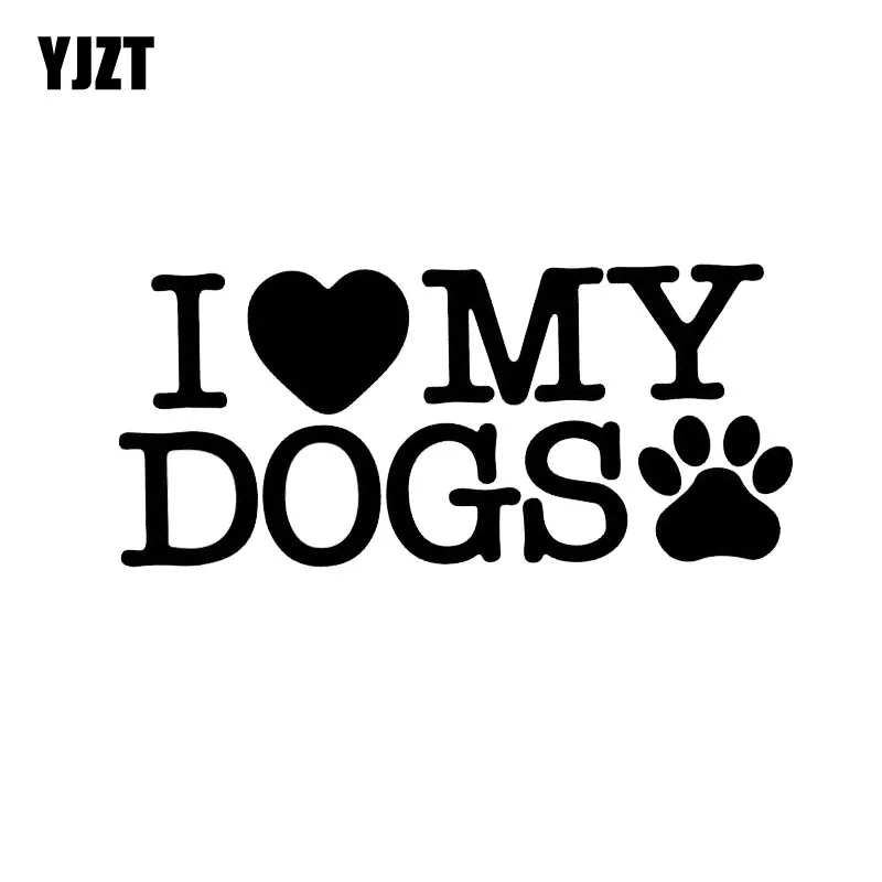 

YJZT 16.2CM*7.3CM Cartoon I Love My Dogs Paws Car Sticker Black/Silver C2-3082