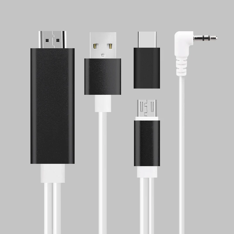 2 в 1 usb type C к HDMI кабель Micro USB к HDMI Cabo для MHL кабель с аудио для samsung Xiaomi телефон HDTV Цифровой AV адаптер
