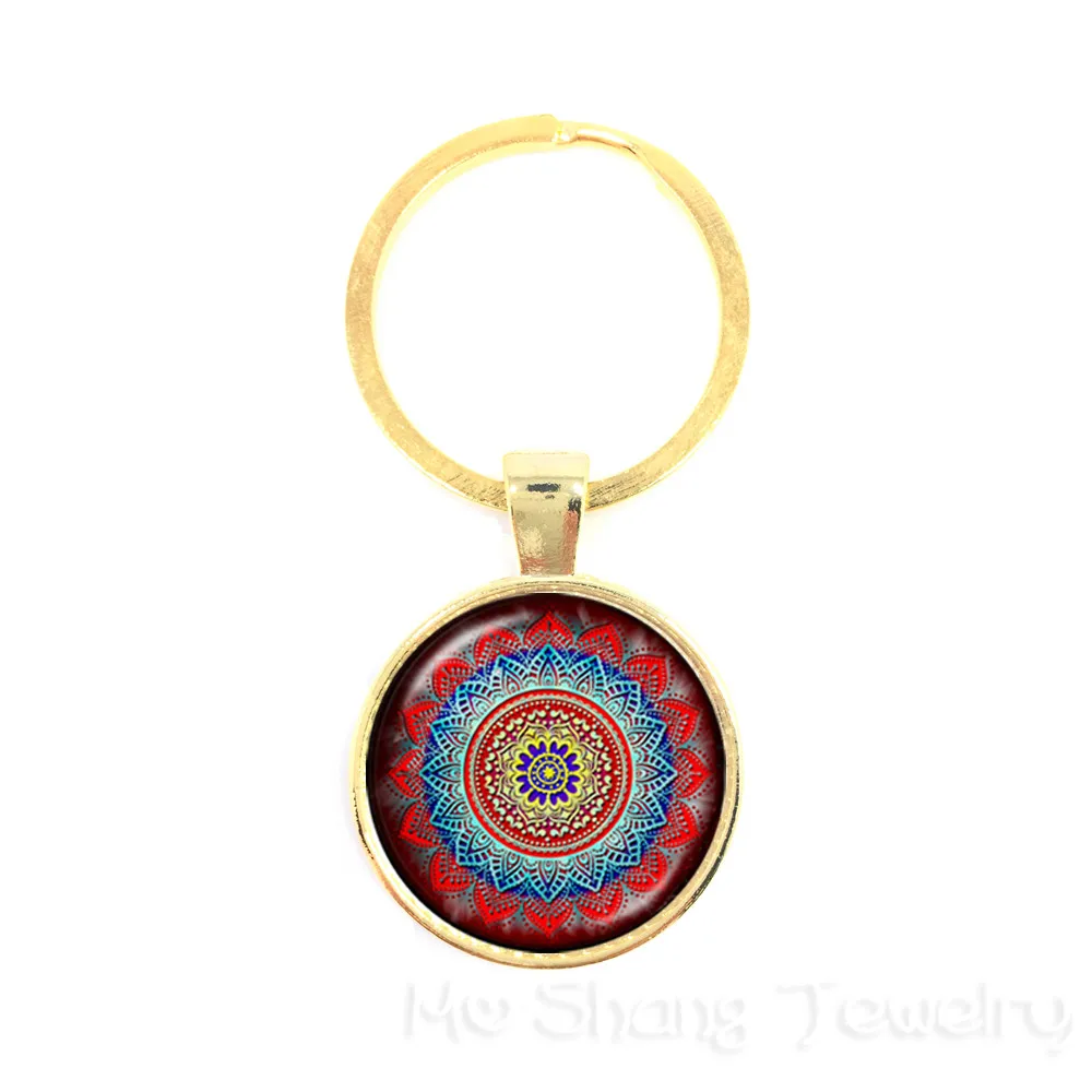 Indian Jewelry Mandala Keychain OM For Man Women Yoga Flower Zen Buddhist Meditation Pendant | Украшения и аксессуары