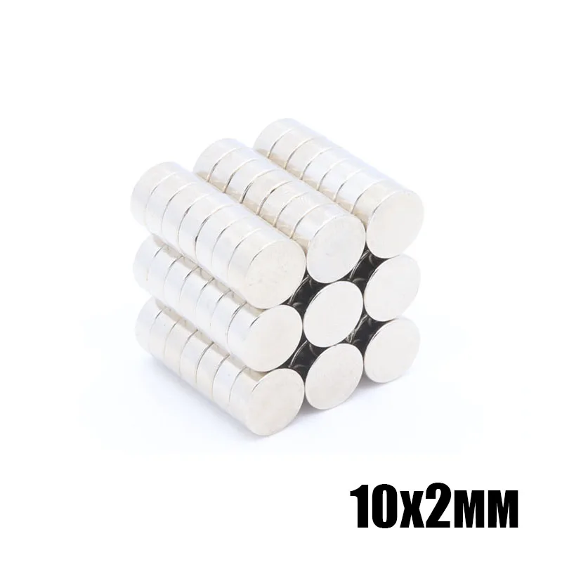 

100pcs 10x2 mm Neodymium magnet Rare Earth small Strong Round permanent 10*2 mm fridge Electromagnet NdFeB nickle magnetic