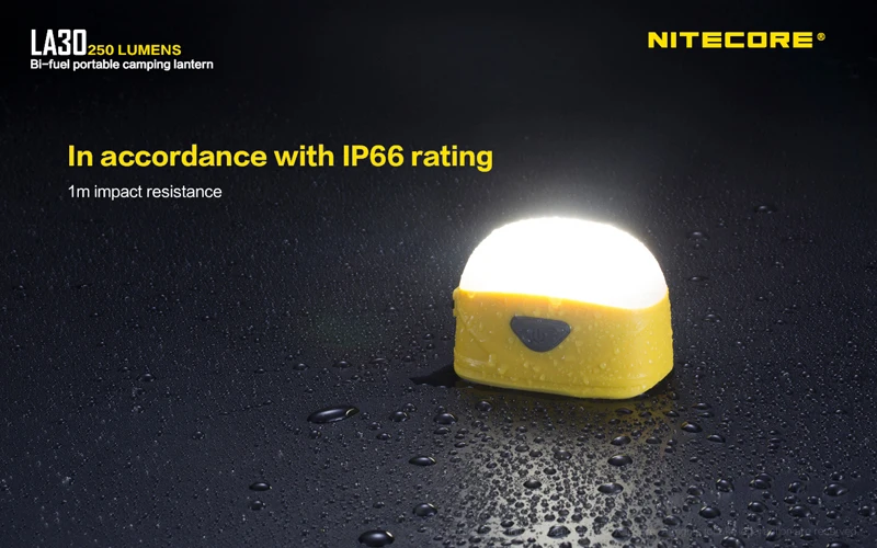 Nitecore LA30 250 люмен микро-USB Перезаряжаемый светильник, двухтопливный портативный фонарь для кемпинга, встроенный литий-ионный аккумулятор 1800 мАч