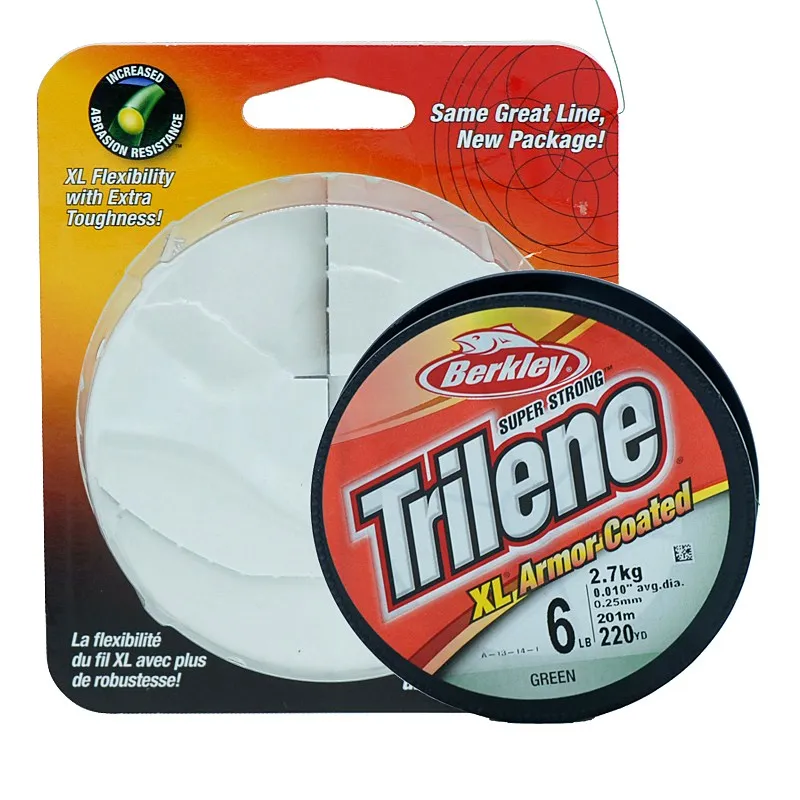 Суперпрочная нейлоновая рыболовная леска Berkley TRILENE 201 м 6lb 20lb 220yd зеленая для ловли