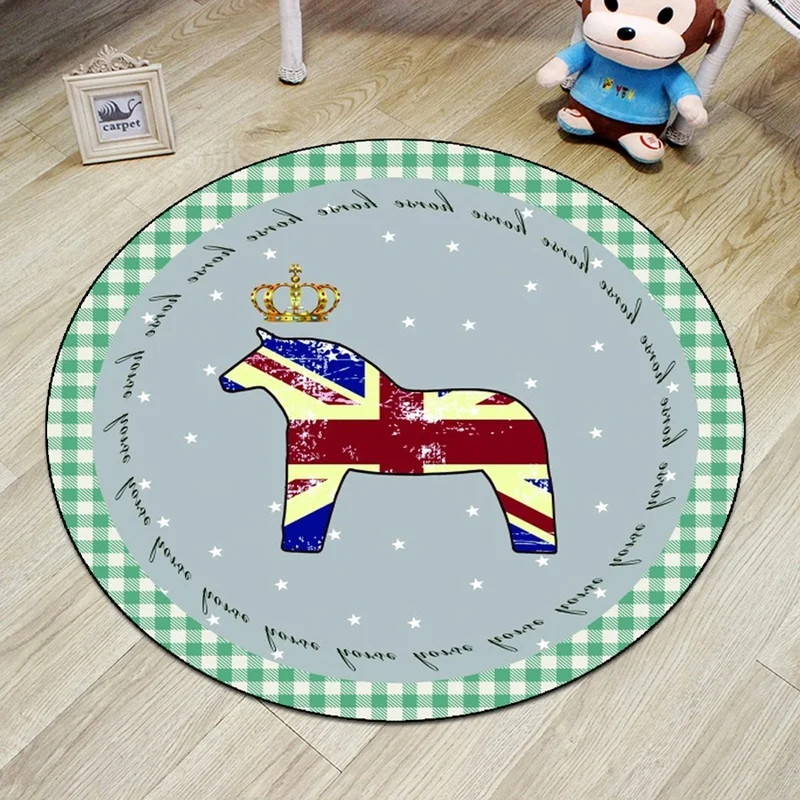 Круглый коврик Домашний декоративный милый конский шаблон Защитный