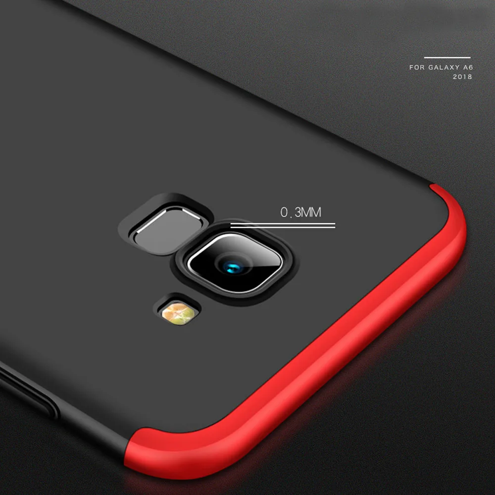 Для samsung Galaxy A6 2018 случай 3 в 1 полный охват Защитный чехол с закаленным Стекло Экран