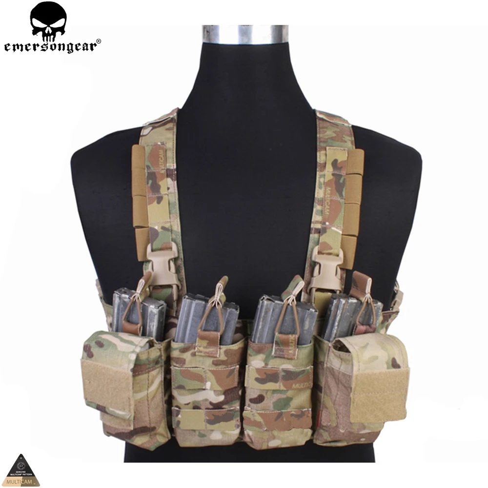 EMERSONGEAR Easy Chest Rig Vest Tactical Combat Recon Vest with Magazine Pouch Airsoft Hunting Paintball Vest Multicam EM7450