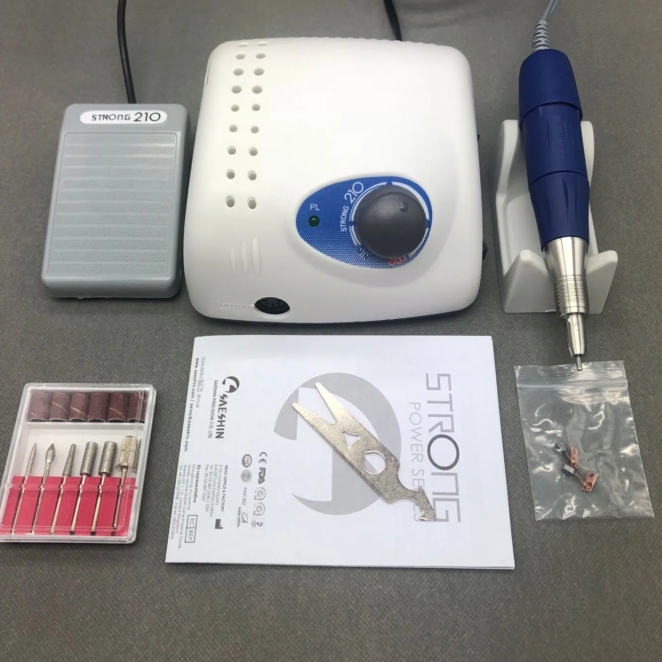 45K New Arrival STRONG 210 plus PRO 105 105L Handpiece 65W 45000rpm Nail Drills Manicure Machine Pedicure Electric File Bits