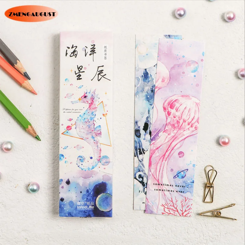 30 шт./кор. креативные морские животные Мультяшные закладки escolar бумага Bookmarks kawaii