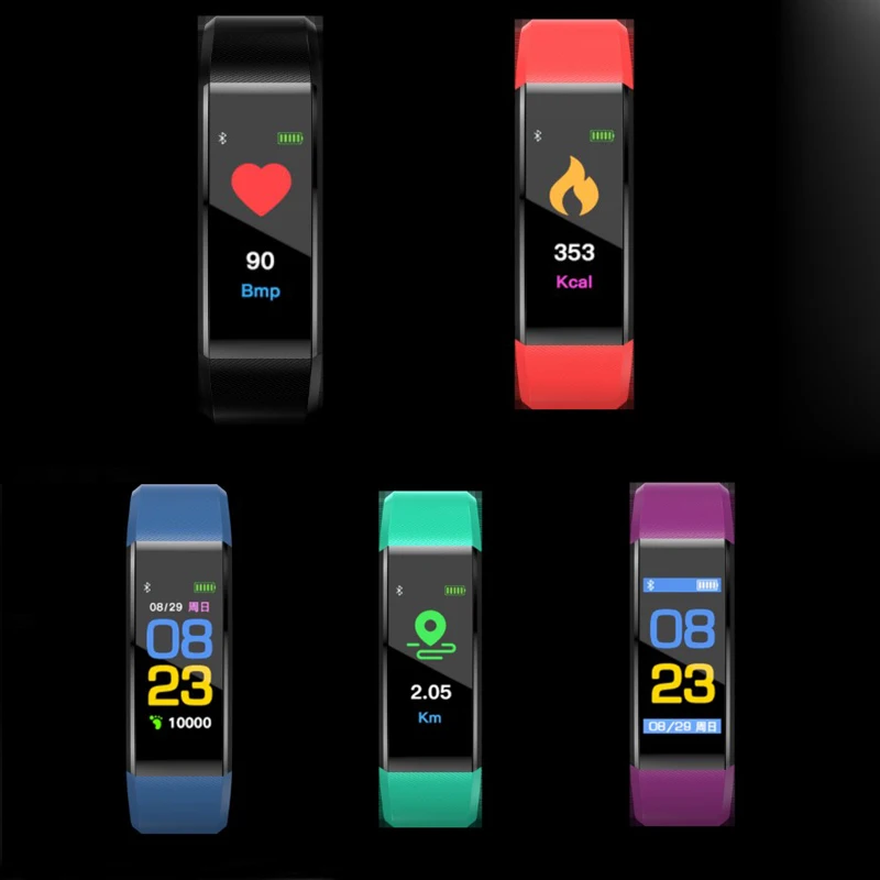 115 Plus Heart Rate Blood Pressure Monitor Smart Wristband Bluetooth Calorie Tracker Fitness Bracelet For Women Pedometer | Электроника
