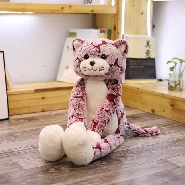 90 см мультфильм робкая кошка игрушка черный серый Кот Длинные ноги плюшевая игрушка прекрасный аниме кошка кукла День рождения Kawaii подарок для детей кошка кукла - Цвет: pink