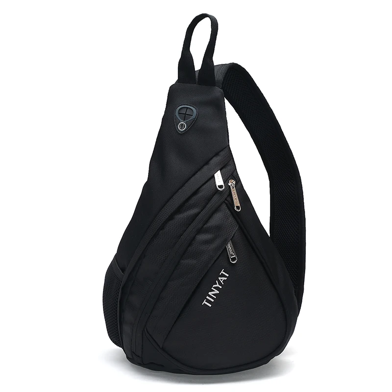 TINYAT Men Functional multilayer Bag Cool Casual Chest Bag Pack Morden Outside Large Capacity Messenger bag Pack T509 Black