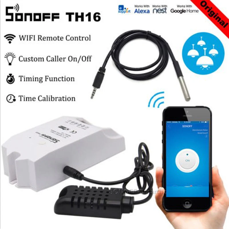 Умный Wi Fi переключатель Sonoff TH16 с мониторингом температуры и влажности