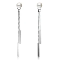 100 925 sterling silver fashion pearl ladiestassels stud earrings jewelry female anti allergy wholesale women gift