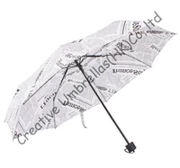 free shippingpongee printed designnewspaperthree fold umbrellashand openwindproofsuperminipocket parasolmini style