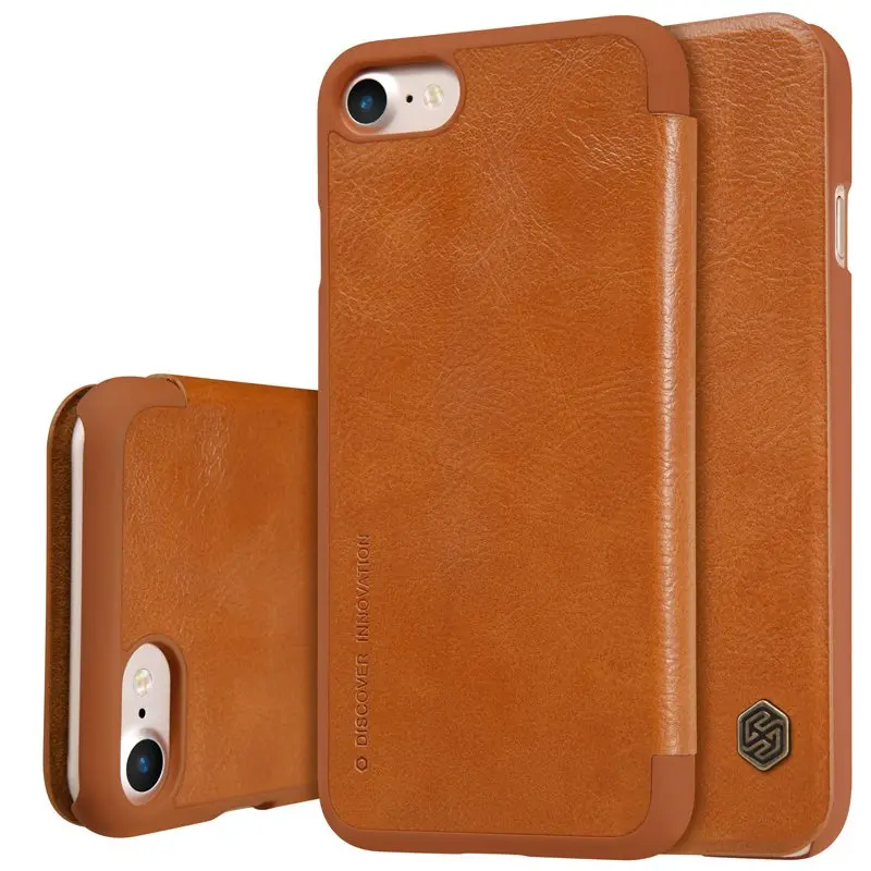 Brown Для iPhone 7 8 чехол с откидной крышкой 4," Nillkin QIN Серия pu кожаный чехол с отделением для кредитных карт - Цвет: Brown