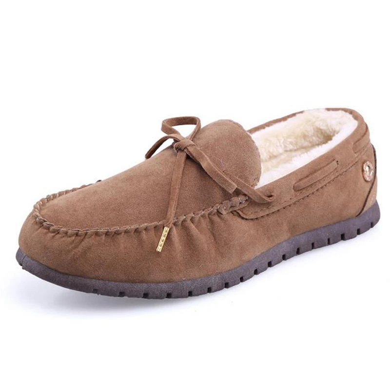 Замша Кожа Мужчины Зима ShoesStyle Ручной Теплый Плюс Размер Человек Зимний Снег
