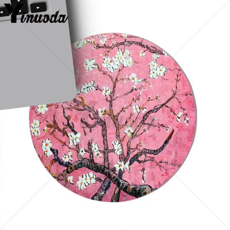22x22cm Yinuoda,, миндаль, цветы Ван Гога, резиновый коврик для компьютерной игровой мыши, круглый коврик для мыши, резиновый Прямоугольный Коврик для мыши - Цвет: 22x22cm