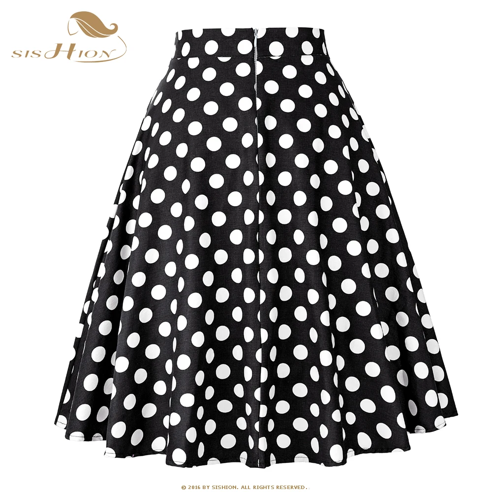 Юбка женская плиссированная средней длины с высокой талией и принтом в горошек |