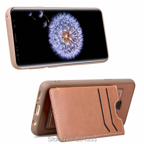 C-ku For Samsung Galaxy S9 PLUS NOTE 8 NOTE8 Soft TPU Leather Case Veneer Gluing Credit ID Card Slot Stand Cover Fashion 100pcs | Мобильные