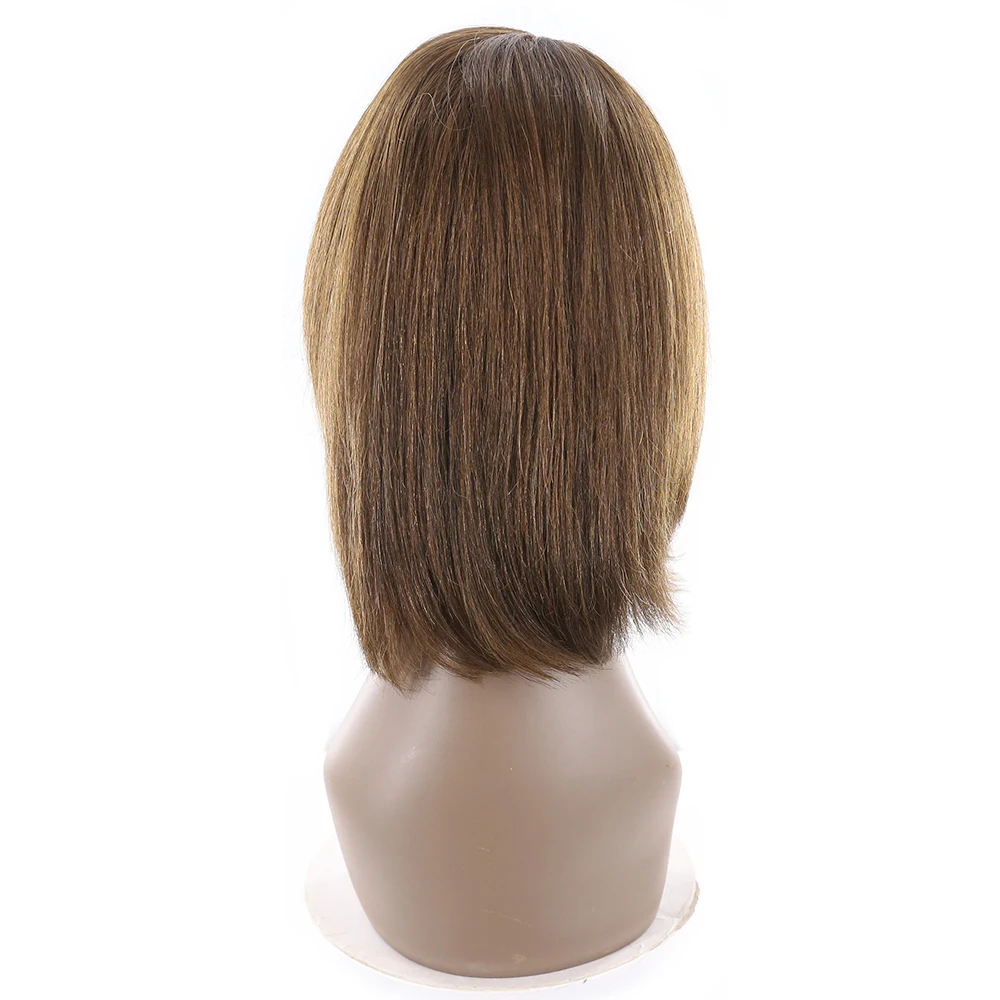 Смешанный коричневый цвет прямые короткие парики из человеческих волос боковая