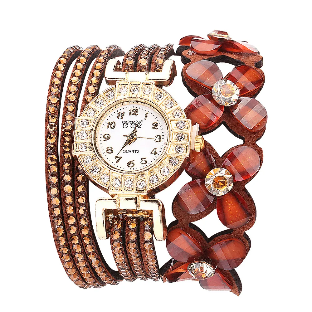 CCQ Reloj Mujer Часы с цветами Женева Модный стильный кварцевый браслет женские часы