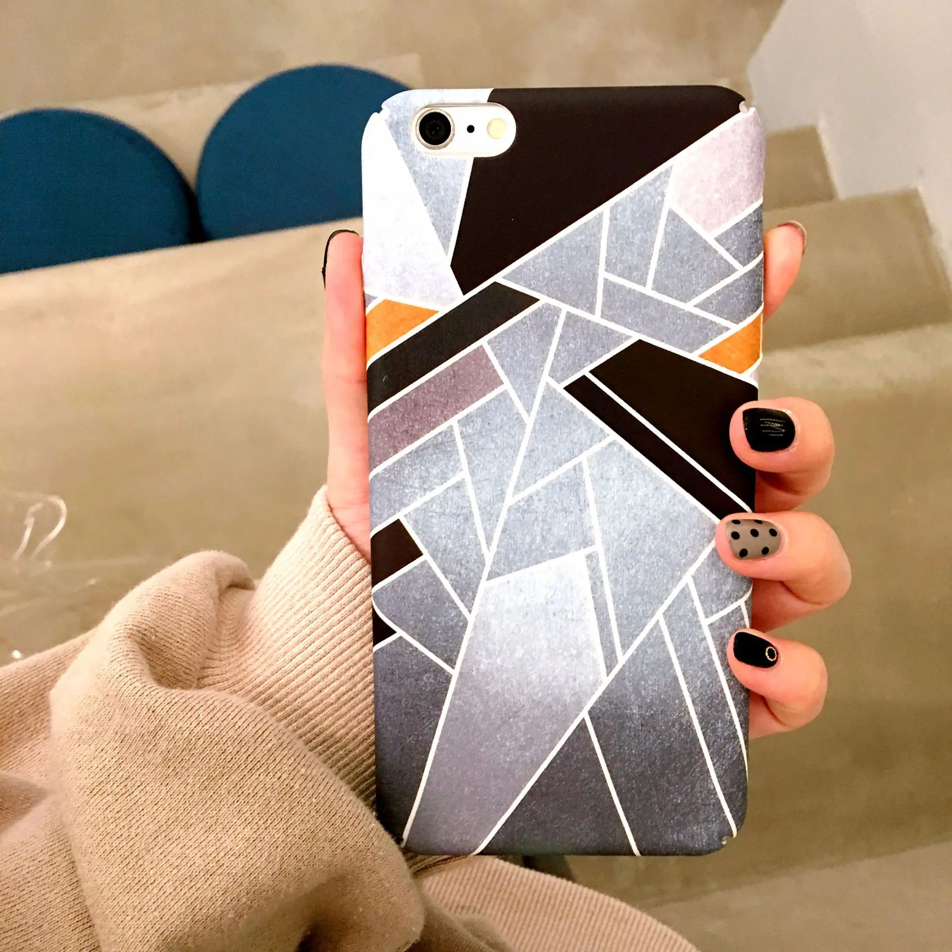 Fashion Beautiful Diamond Phone Case For iPhone 6 6S 7 8 Plus X Geometric Colorful Grid Back Cover Glossy Luxury Fitted Cases |