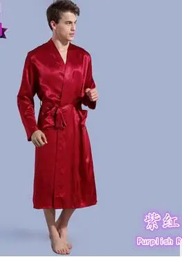 Красный Мужская одноцветная тонкая изменение кардиган свободная ночная рубашка для мужчин большие размеры с длинным рукавом Весна и осень - Цвет: Красный