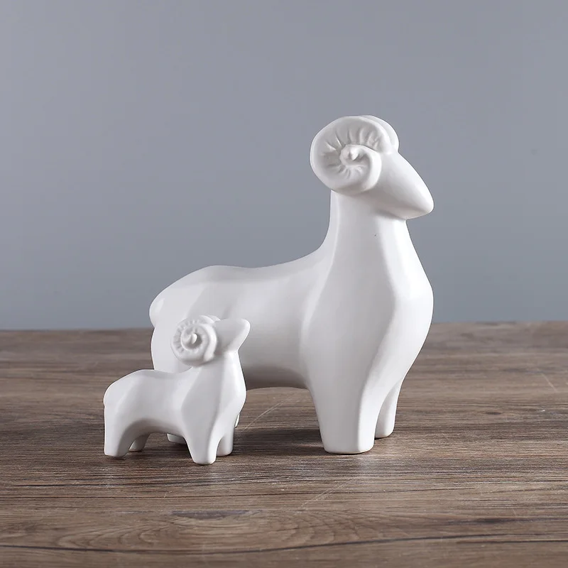 

1set Ceramic crafts Three Rams Bring Bliss Animal model Desktop decoration home decor ornaments Birthday gift Christmas present