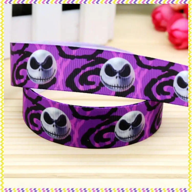 

7/8inch Free Shipping Nightmare Printed Grosgrain Ribbon material Headwear Party Decoration Diy Wholesale Craft 22mm P4747
