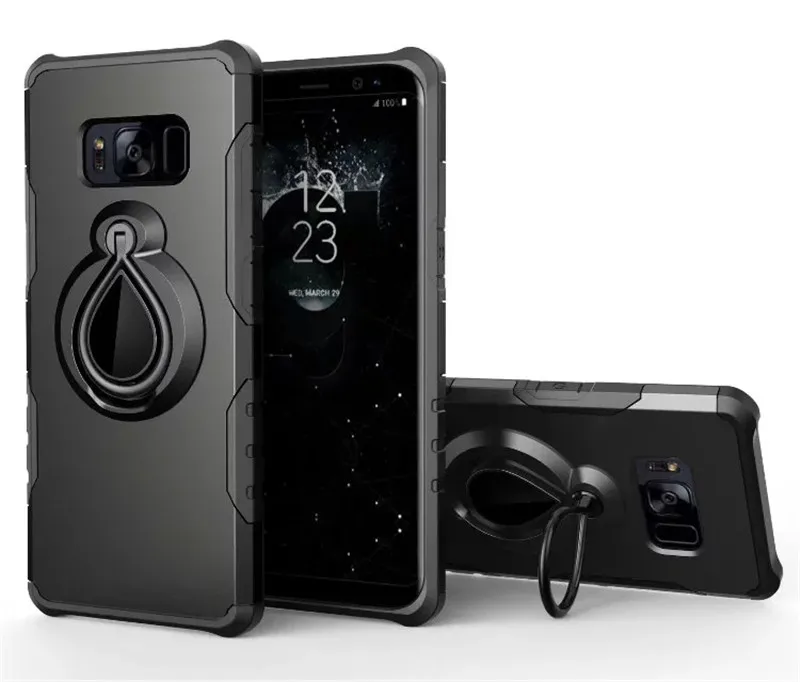 S8 аксессуары задняя защитная крышка чехол для Samsung Galaxy S8 S8 плюс Твердый Чехол-Броня из автомобильная подставка-держатель для телефона с магнитным - Цвет: Black