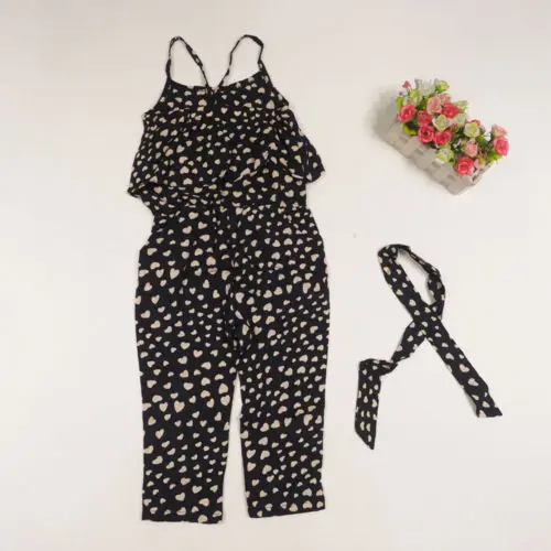 Children Kid Girl Clothing Fashion Heart Flower Kids Girls Jumpsuits Bib Pants Suspender Trousers Overalls | Мать и ребенок