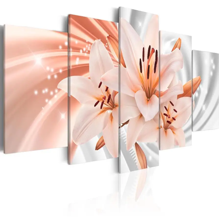 

2019 Canvas Print Modern Fashion Wall Art the Lily Flower for Home Decoration Choose Color:3 & Size:3 No Frame