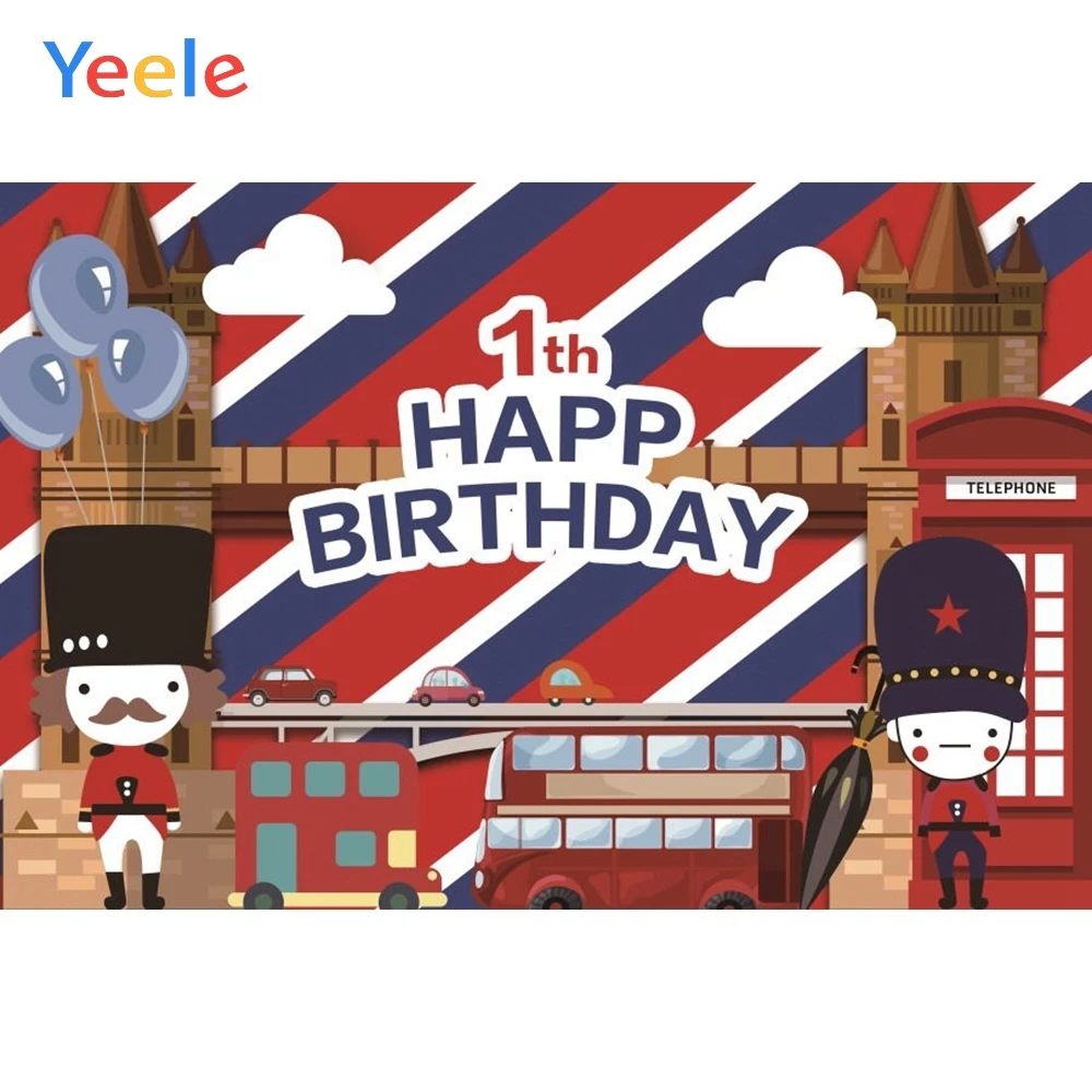 Yeele baby boy 1 день рождения вечеринка фото фон мультфильм замок полицейский