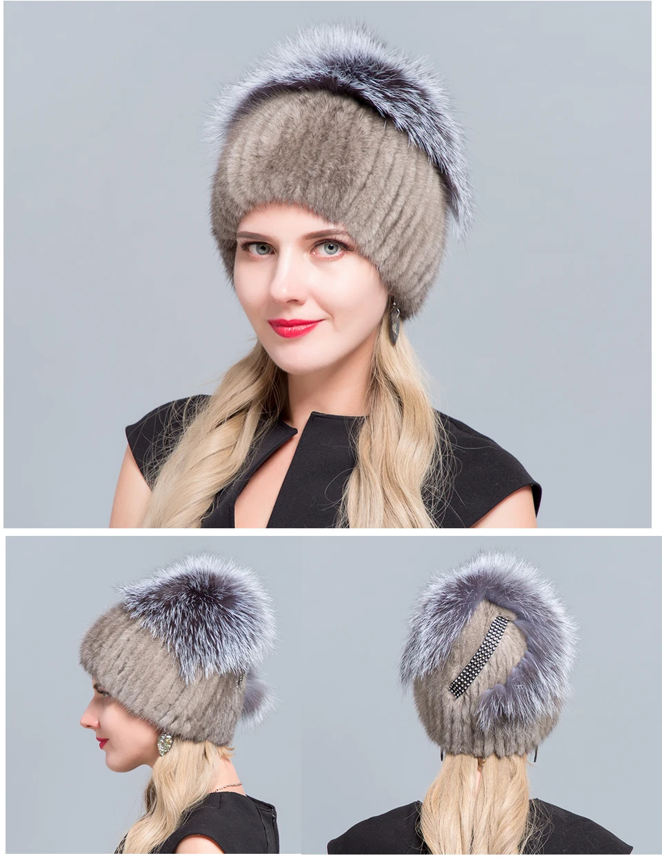 JERYAFUR Модные Бейсболки beanies для натуральной лиса, норка для женщин имеет женские натуральные зимние шапки вертикальные Диаманте высокого качества